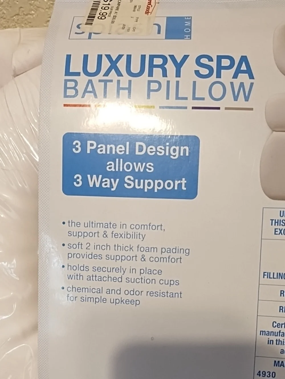 NEW Luxury Spa Bath Pillow - White